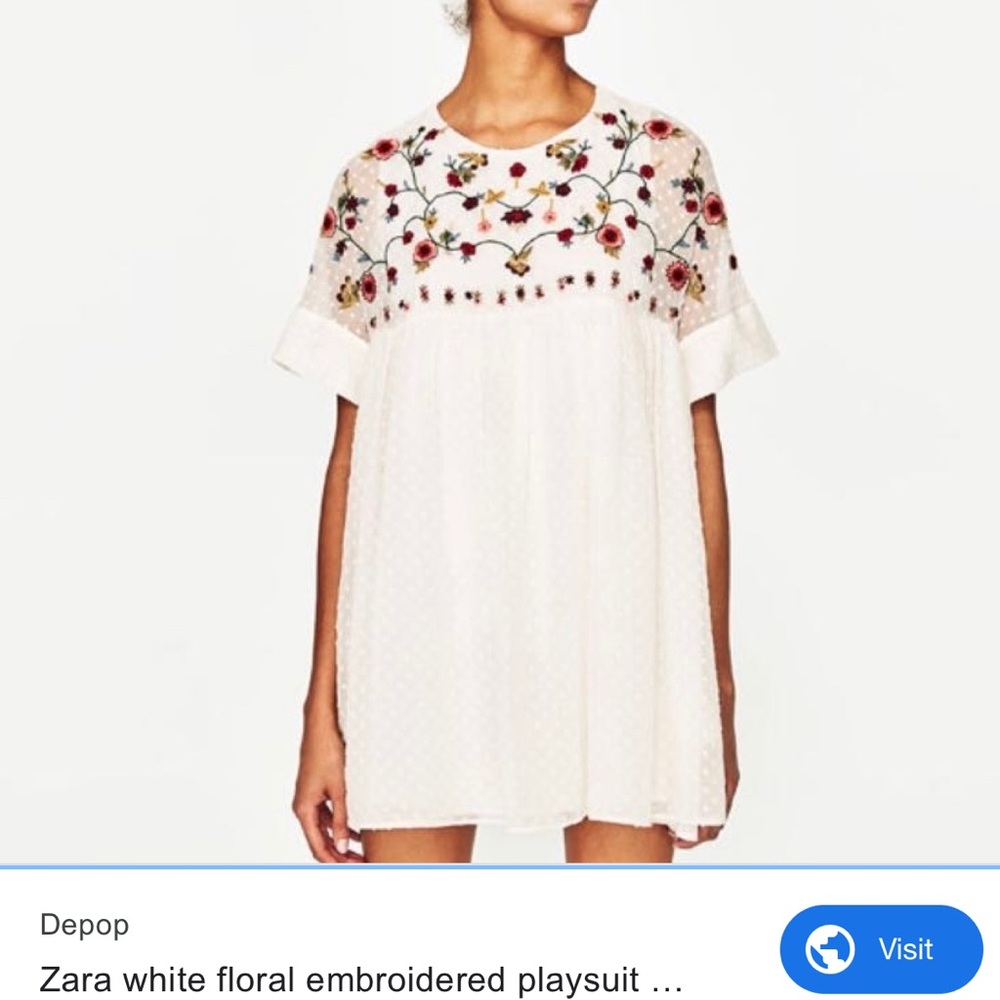 Zara Floral white Dress / Romper Worn 3X!